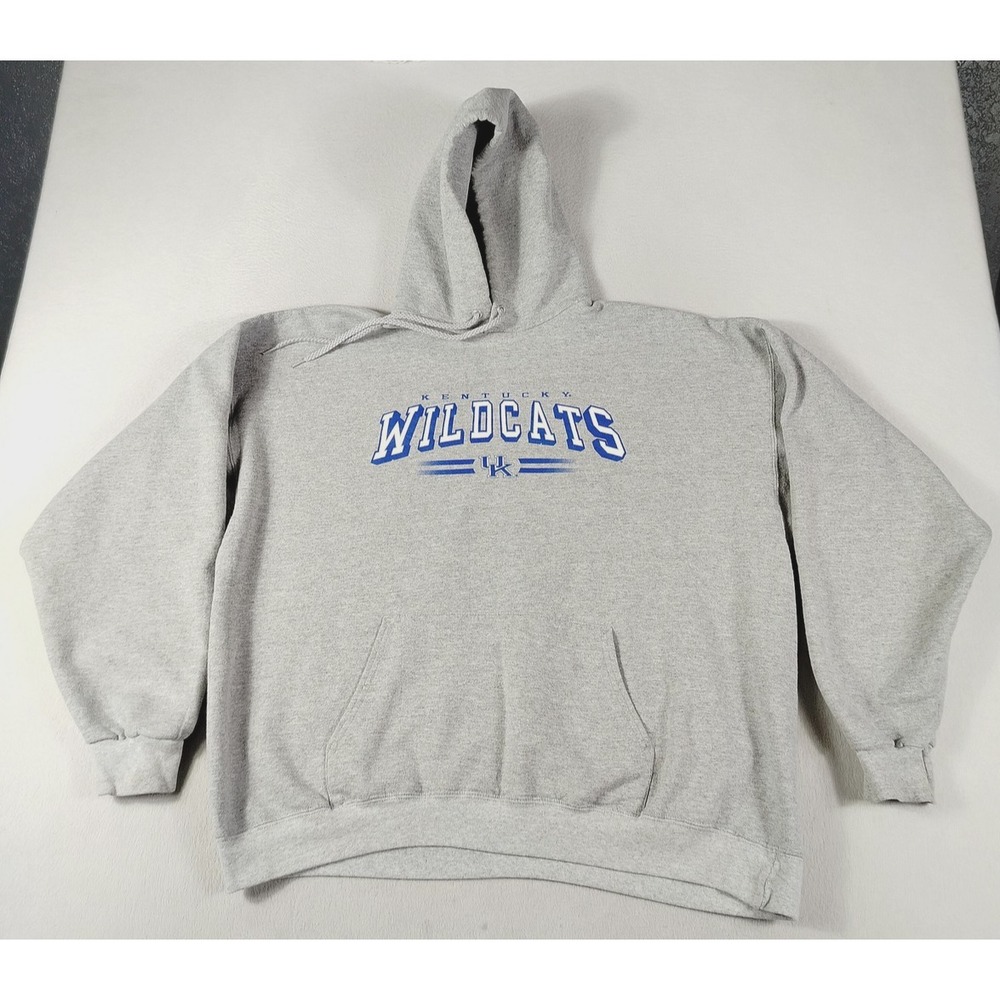 Vintage AS Sports Hoodie Mens XL Gray Kentucky Wildcats NCAA Basketball Athletic